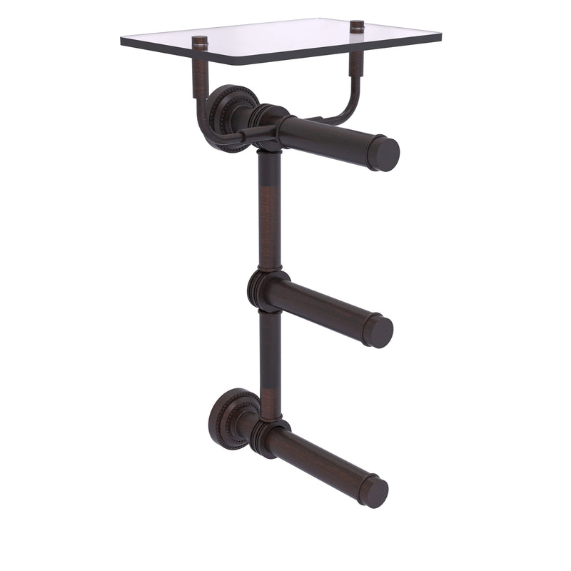 Dottingham Collection 3 Roll Toilet Paper Holder with Glass Shelf