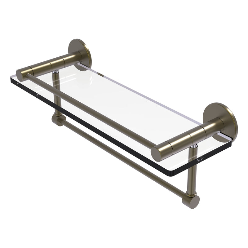 Fresno Collection Glass Shelf with Vanity Rail and Integrated Towel Bar