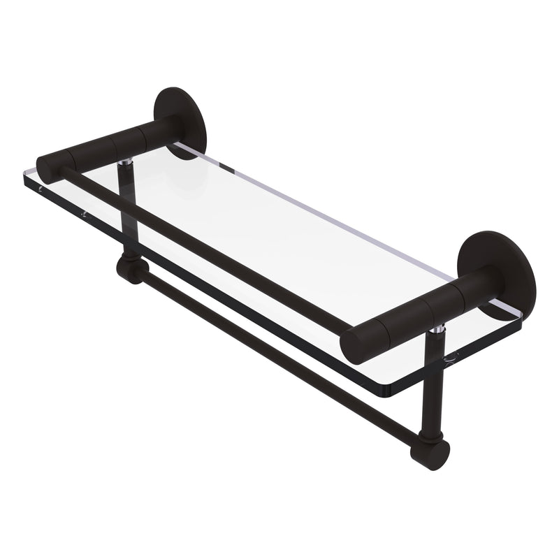 Fresno Collection Glass Shelf with Vanity Rail and Integrated Towel Bar