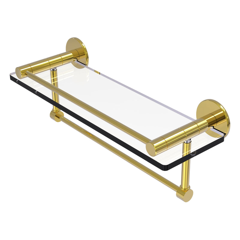 Fresno Collection Glass Shelf with Vanity Rail and Integrated Towel Bar