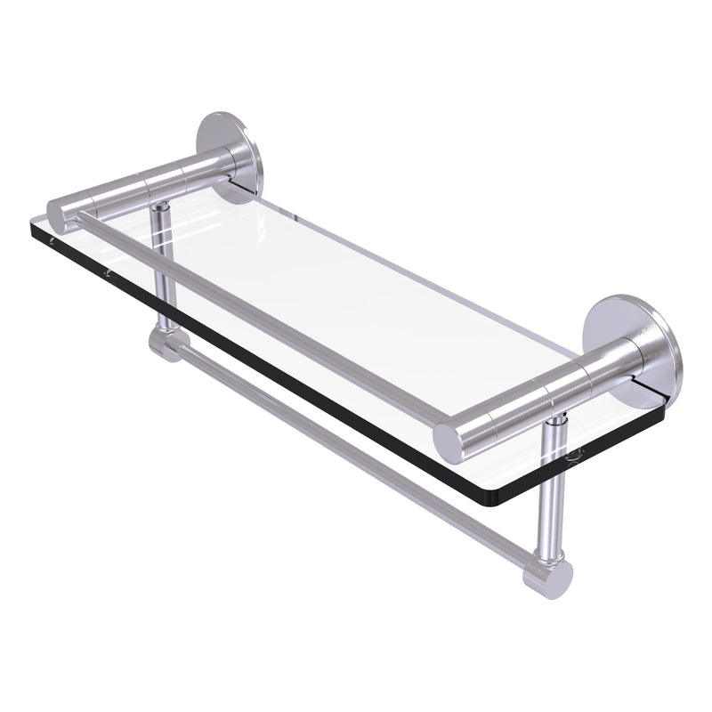 Fresno Collection Glass Shelf with Vanity Rail and Integrated Towel Bar