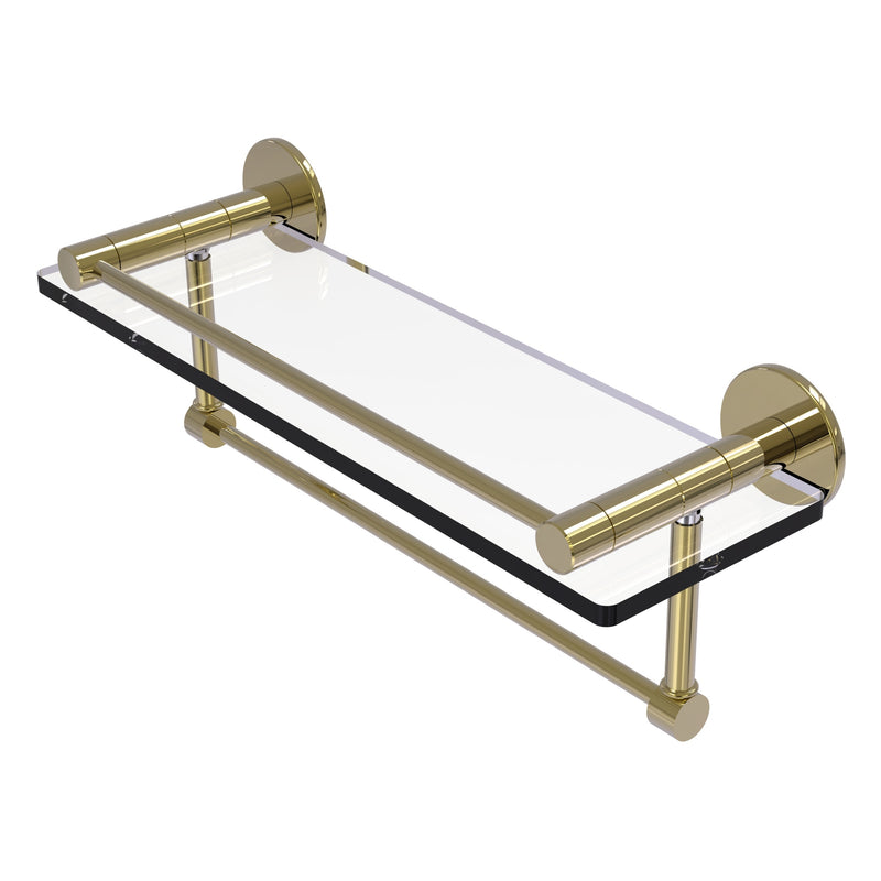 Fresno Collection Glass Shelf with Vanity Rail and Integrated Towel Bar