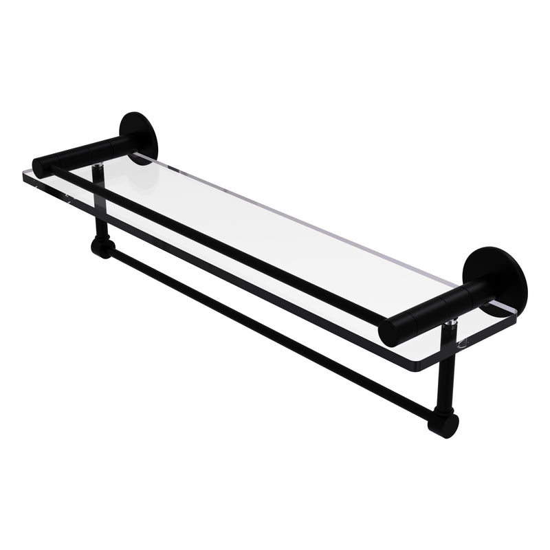 Fresno Collection Glass Shelf with Vanity Rail and Integrated Towel Bar