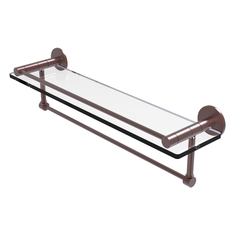 Fresno Collection Glass Shelf with Vanity Rail and Integrated Towel Bar