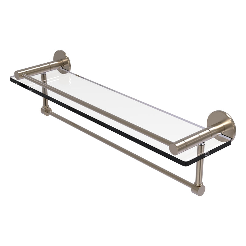 Fresno Collection Glass Shelf with Vanity Rail and Integrated Towel Bar