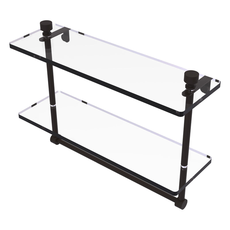 Foxtrot Collection Two Tiered Glass Shelf with Integrated Towel Bar