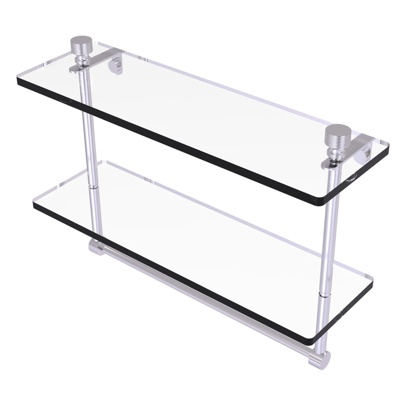 Foxtrot Collection Two Tiered Glass Shelf with Integrated Towel Bar