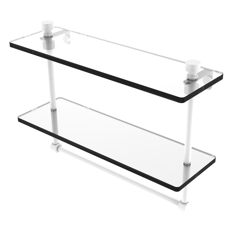 Foxtrot Collection Two Tiered Glass Shelf with Integrated Towel Bar