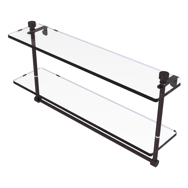 Foxtrot Collection Two Tiered Glass Shelf with Integrated Towel Bar