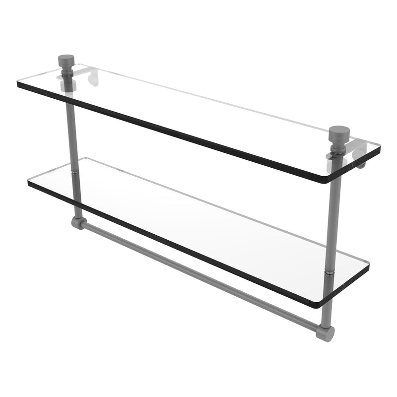 Foxtrot Collection Two Tiered Glass Shelf with Integrated Towel Bar