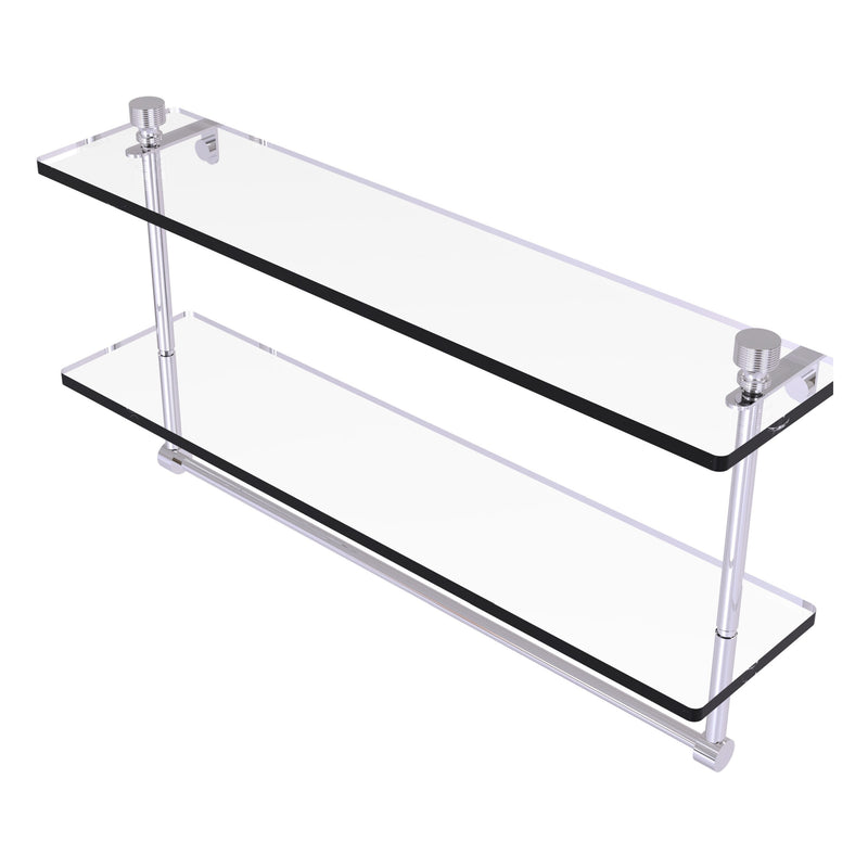 Foxtrot Collection Two Tiered Glass Shelf with Integrated Towel Bar