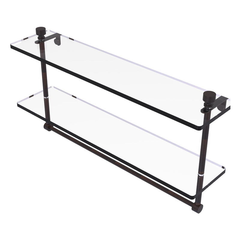 Foxtrot Collection Two Tiered Glass Shelf with Integrated Towel Bar