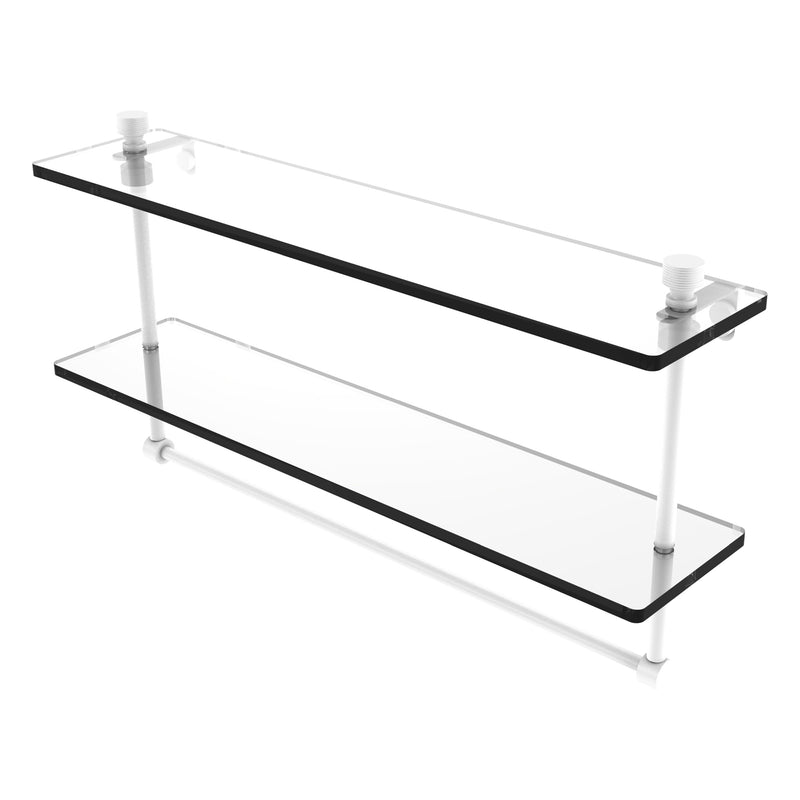 Foxtrot Collection Two Tiered Glass Shelf with Integrated Towel Bar