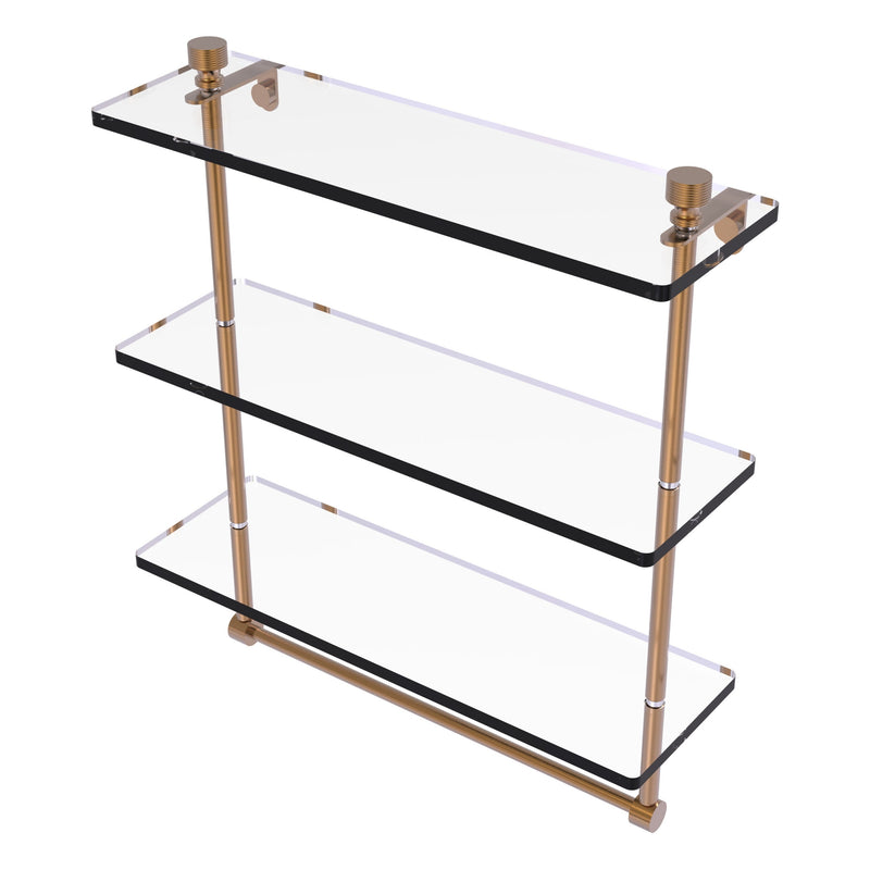 Foxtrot Collection Triple Tiered Glass Shelf with Integrated Towel Bar