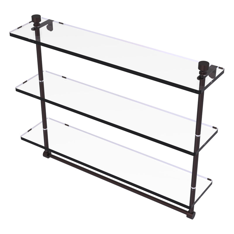 Foxtrot Collection Triple Tiered Glass Shelf with Integrated Towel Bar