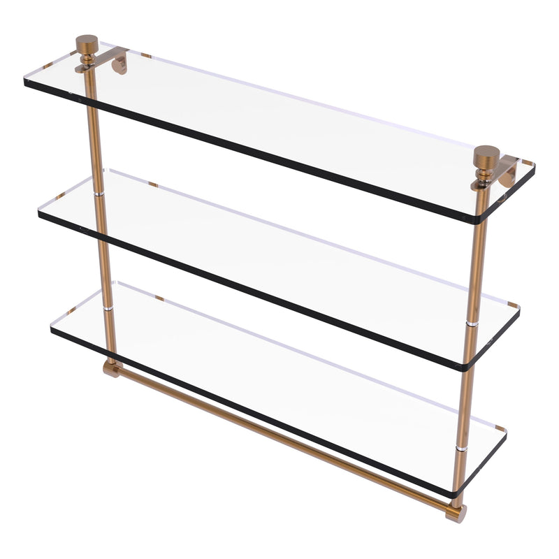 Foxtrot Collection Triple Tiered Glass Shelf with Integrated Towel Bar