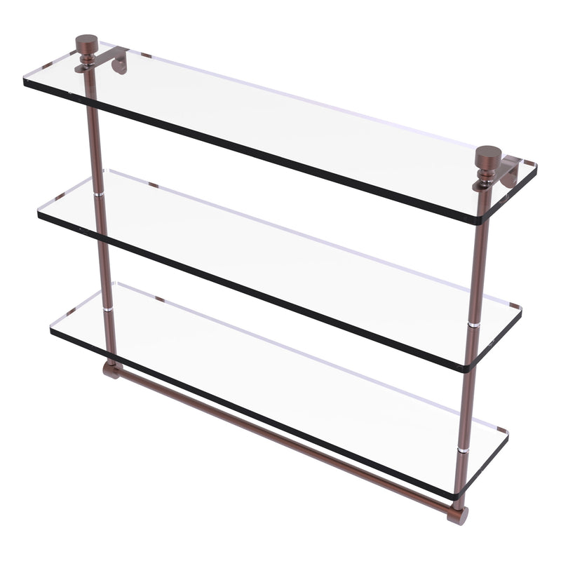 Foxtrot Collection Triple Tiered Glass Shelf with Integrated Towel Bar