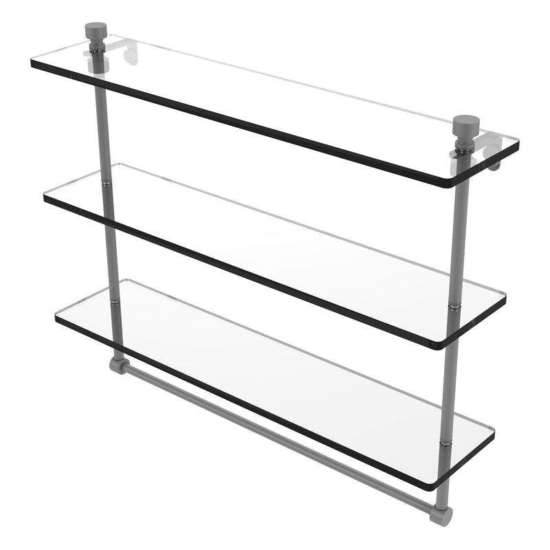 Foxtrot Collection Triple Tiered Glass Shelf with Integrated Towel Bar