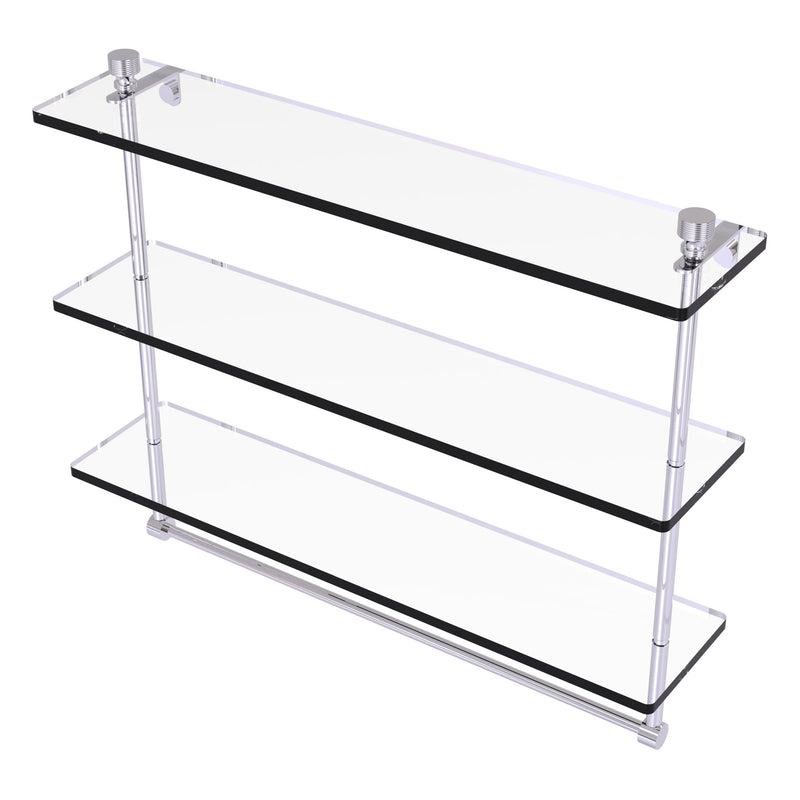 Foxtrot Collection Triple Tiered Glass Shelf with Integrated Towel Bar