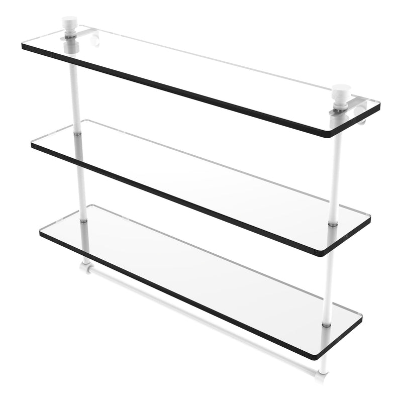 Foxtrot Collection Triple Tiered Glass Shelf with Integrated Towel Bar