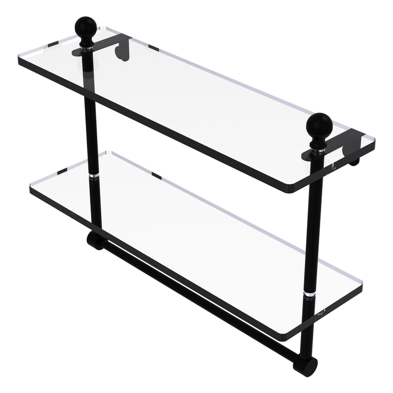 Mambo Collection Two Tiered Glass Shelf with Integrated Towel Bar