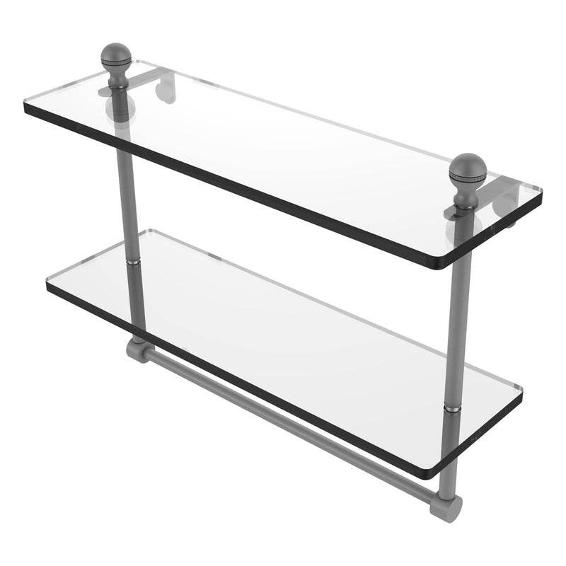 Mambo Collection Two Tiered Glass Shelf with Integrated Towel Bar