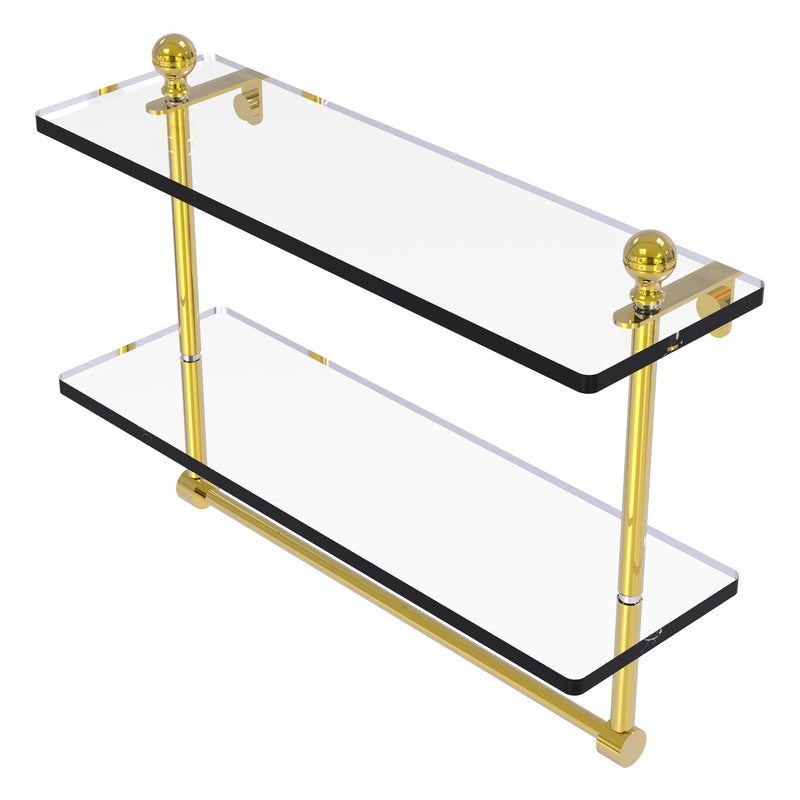 Mambo Collection Two Tiered Glass Shelf with Integrated Towel Bar