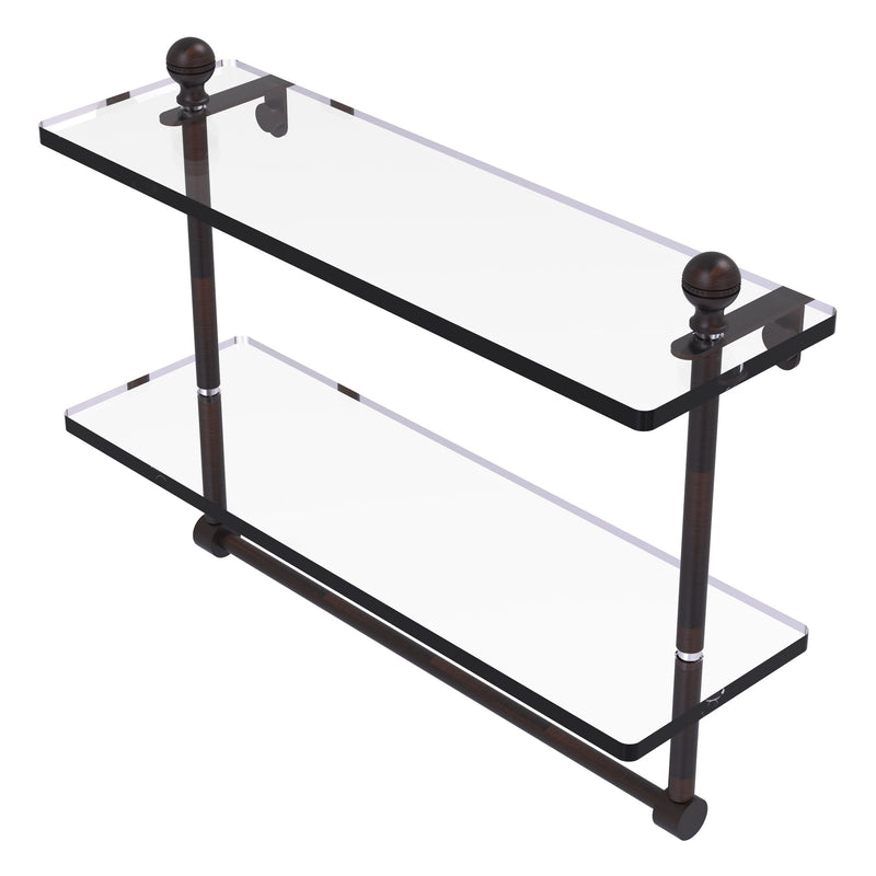 Mambo Collection Two Tiered Glass Shelf with Integrated Towel Bar