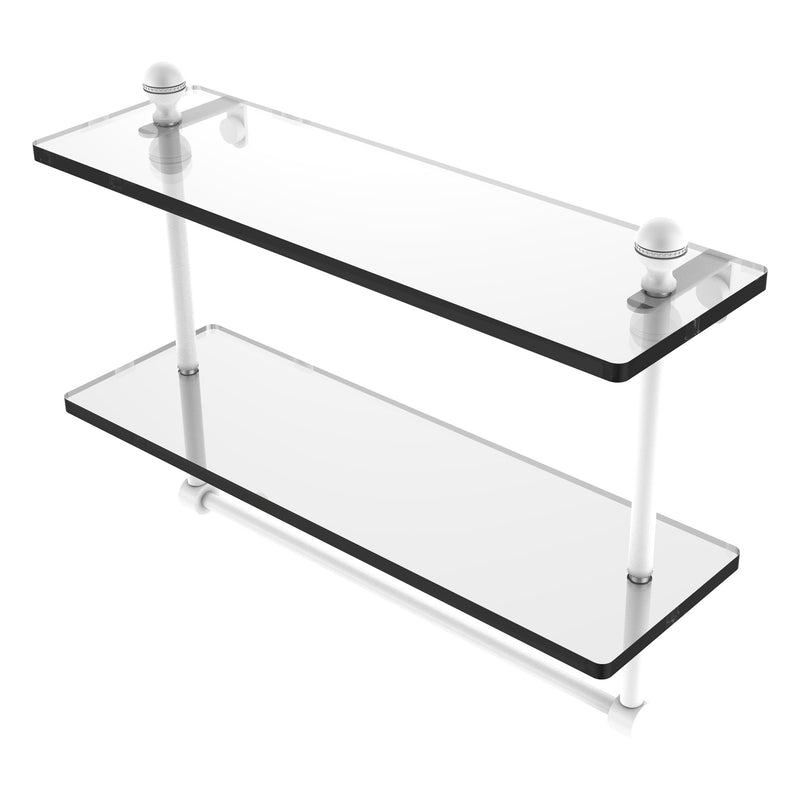 Mambo Collection Two Tiered Glass Shelf with Integrated Towel Bar