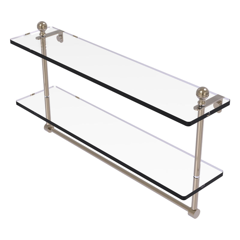 Mambo Collection Two Tiered Glass Shelf with Integrated Towel Bar