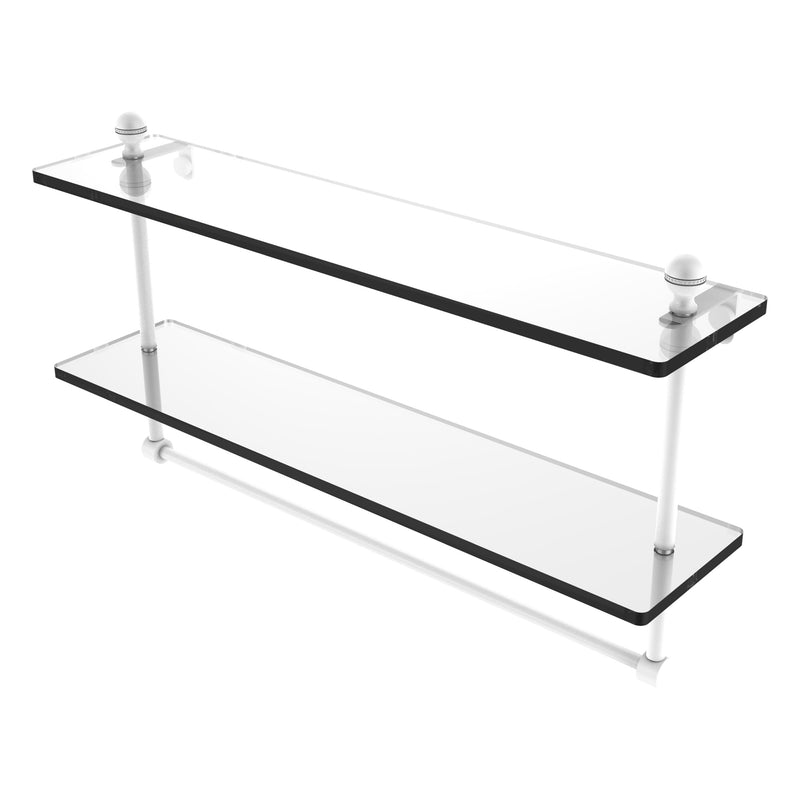 Mambo Collection Two Tiered Glass Shelf with Integrated Towel Bar