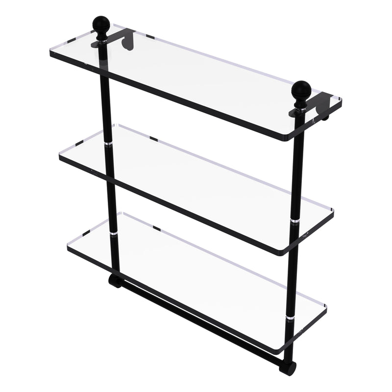 Mambo Collection Triple Tiered Glass Shelf with Integrated Towel Bar