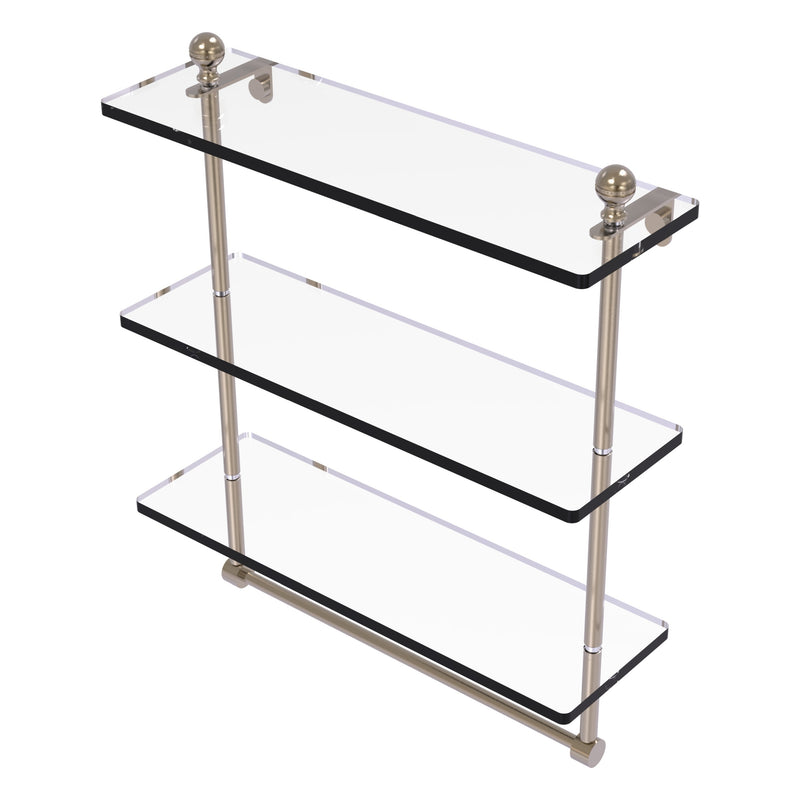 Mambo Collection Triple Tiered Glass Shelf with Integrated Towel Bar