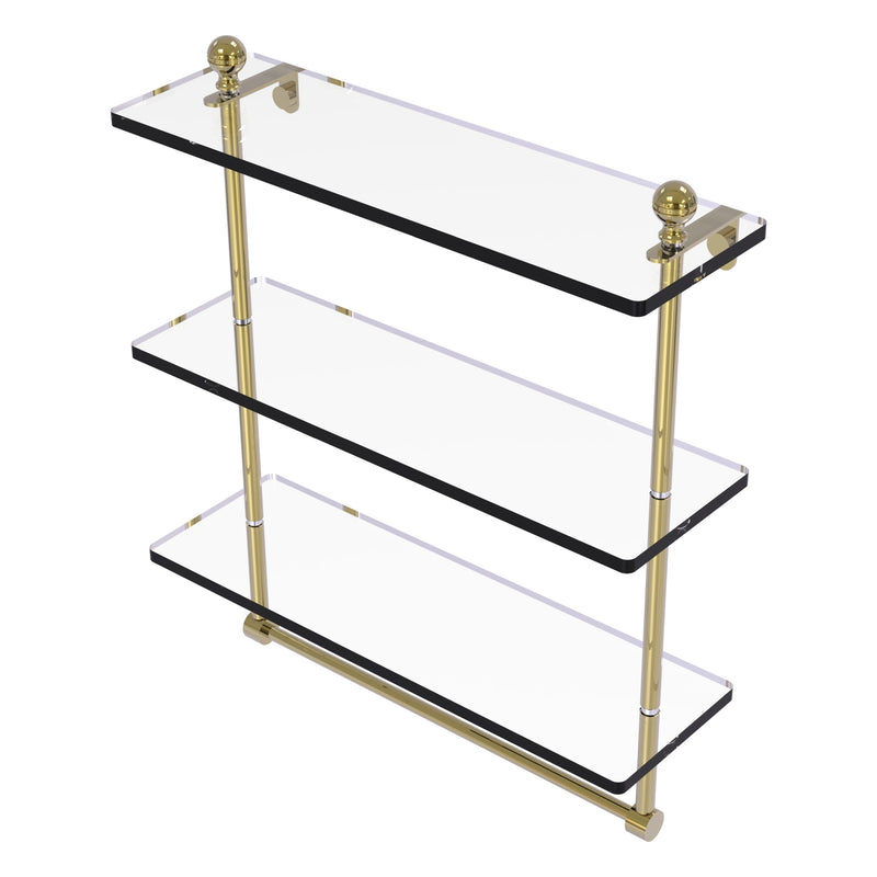 Mambo Collection Triple Tiered Glass Shelf with Integrated Towel Bar