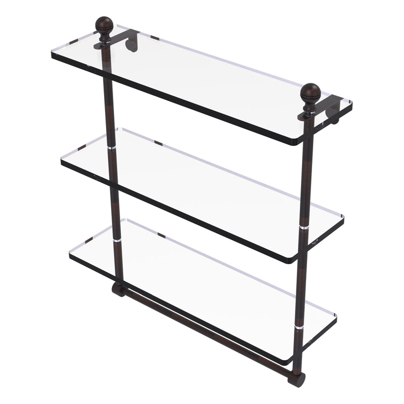 Mambo Collection Triple Tiered Glass Shelf with Integrated Towel Bar