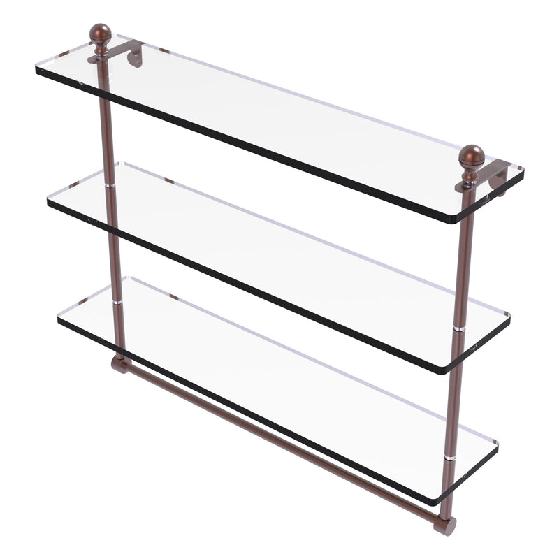 Mambo Collection Triple Tiered Glass Shelf with Integrated Towel Bar