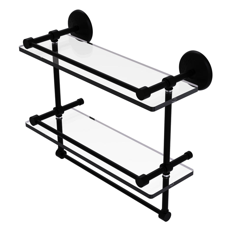 Monte Carlo Collection Double Glass Gallery Rail Shelf with Towel Bar