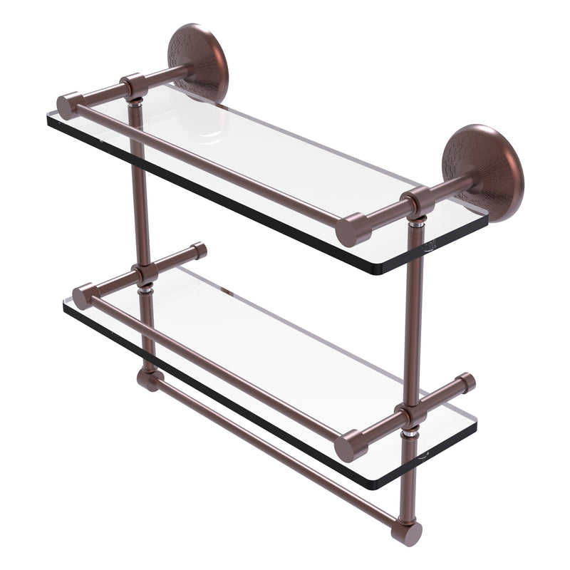 Monte Carlo Collection Double Glass Gallery Rail Shelf with Towel Bar