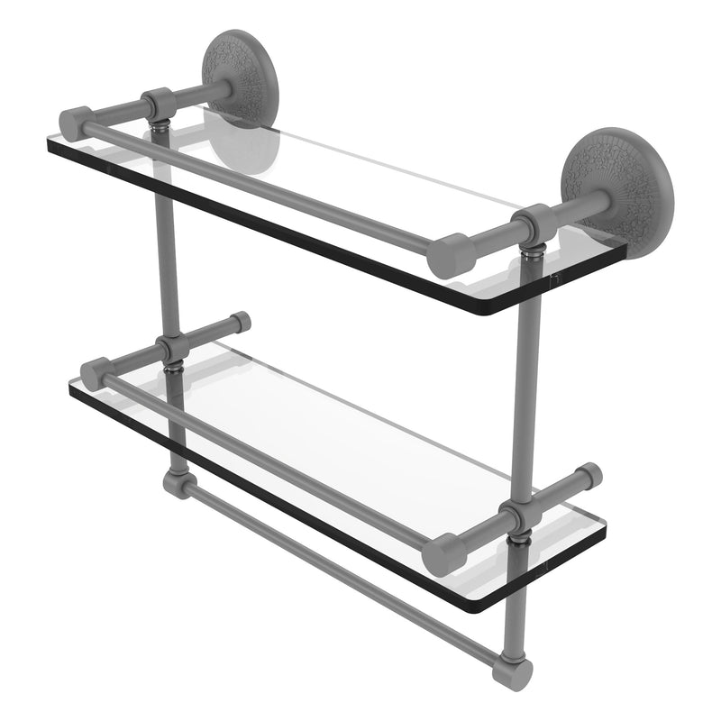 Monte Carlo Collection Double Glass Gallery Rail Shelf with Towel Bar