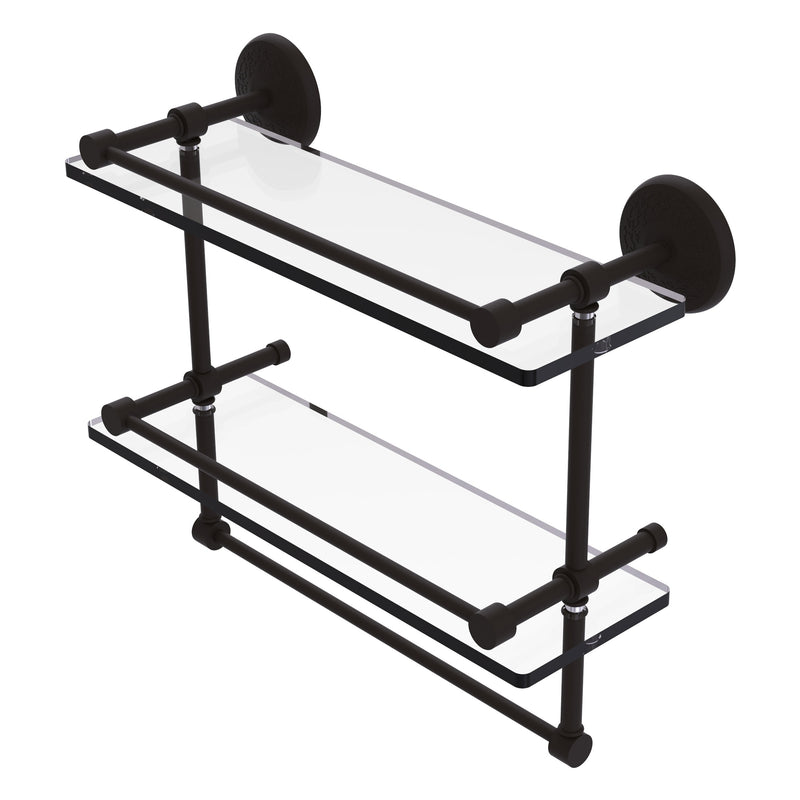 Monte Carlo Collection Double Glass Gallery Rail Shelf with Towel Bar