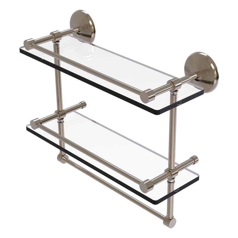 Monte Carlo Collection Double Glass Gallery Rail Shelf with Towel Bar