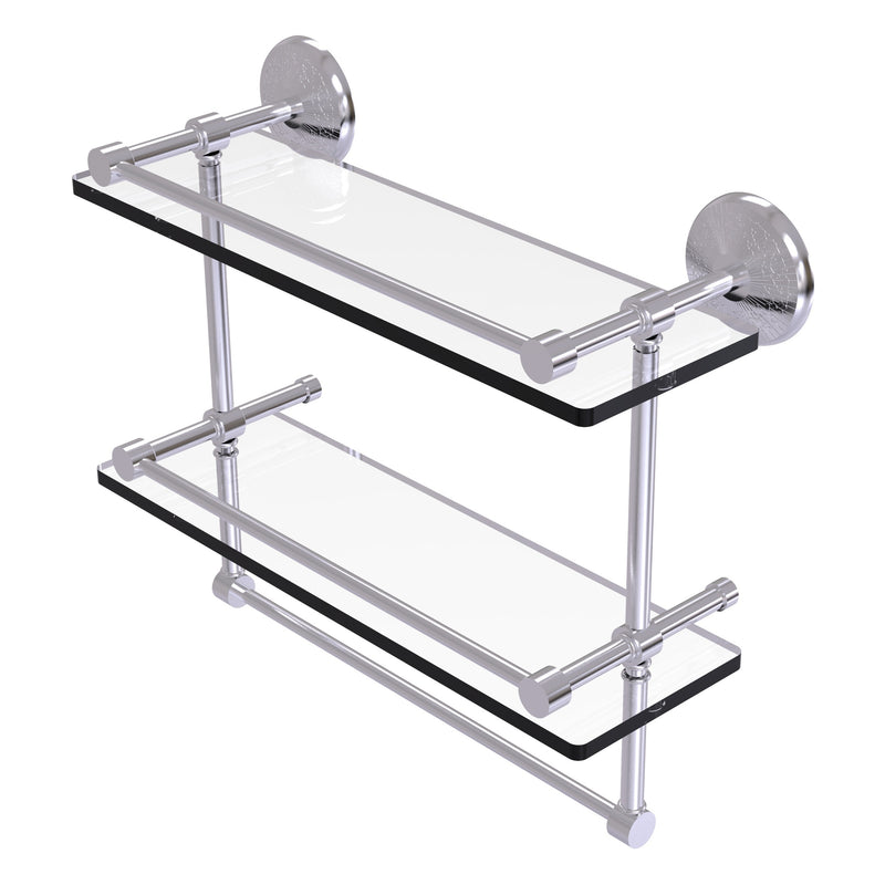 Monte Carlo Collection Double Glass Gallery Rail Shelf with Towel Bar