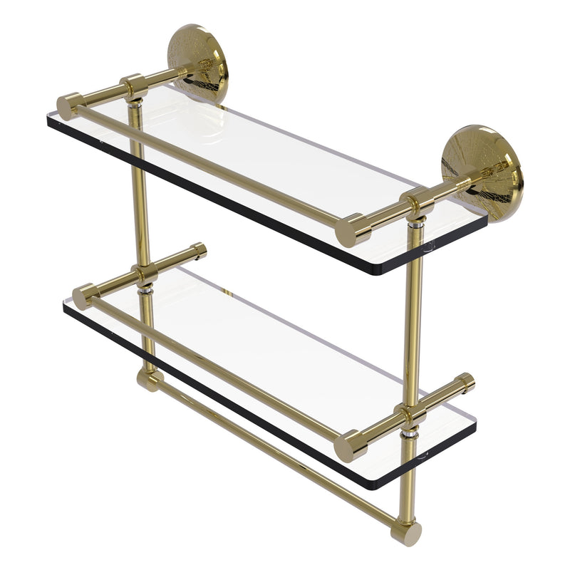 Monte Carlo Collection Double Glass Gallery Rail Shelf with Towel Bar