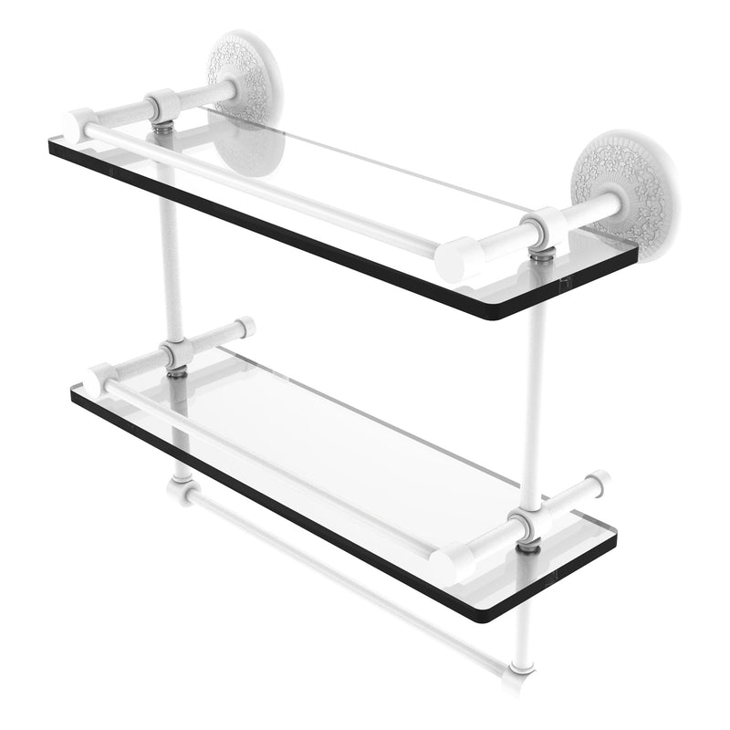 Monte Carlo Collection Double Glass Gallery Rail Shelf with Towel Bar