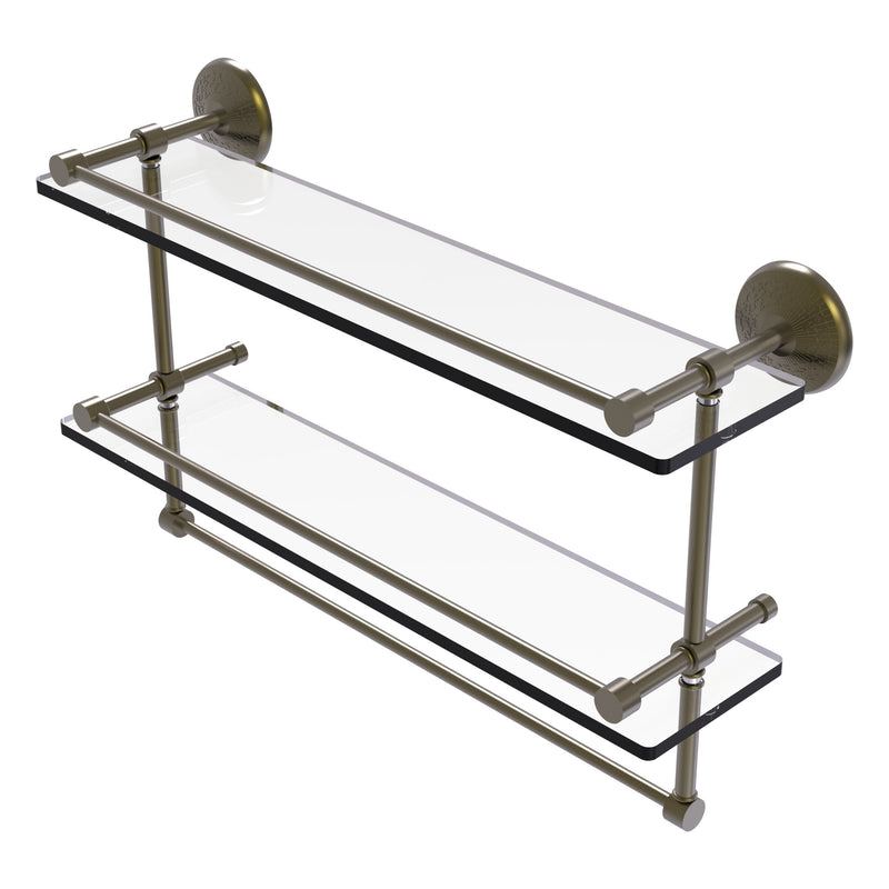 Monte Carlo Collection Double Glass Gallery Rail Shelf with Towel Bar