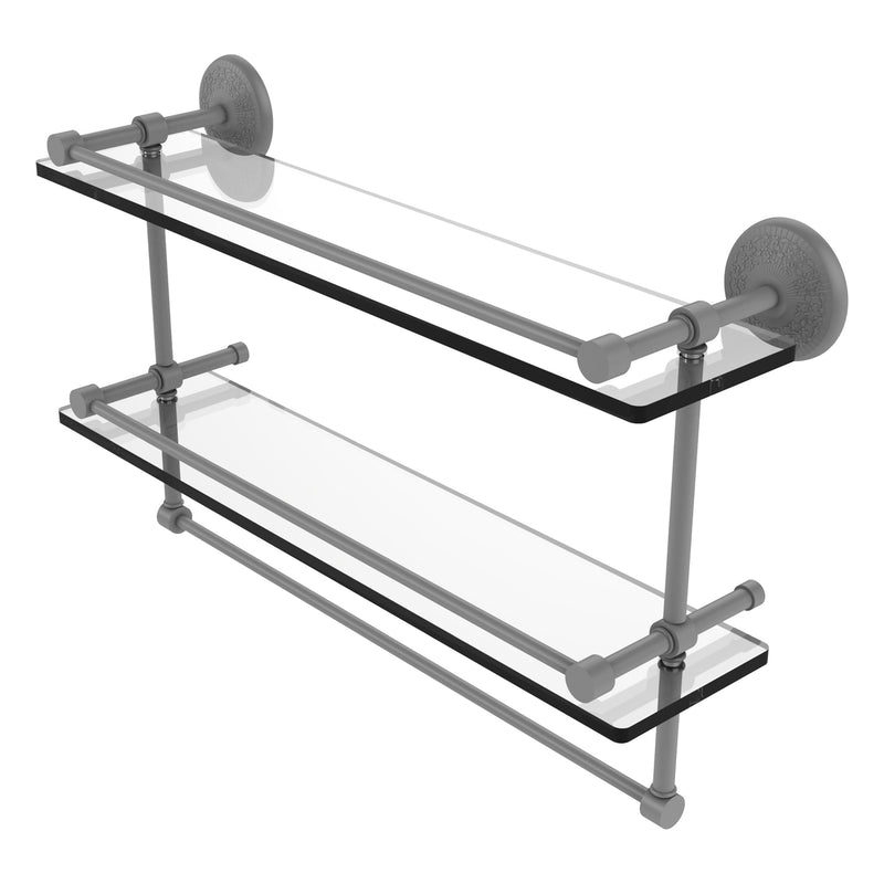 Monte Carlo Collection Double Glass Gallery Rail Shelf with Towel Bar