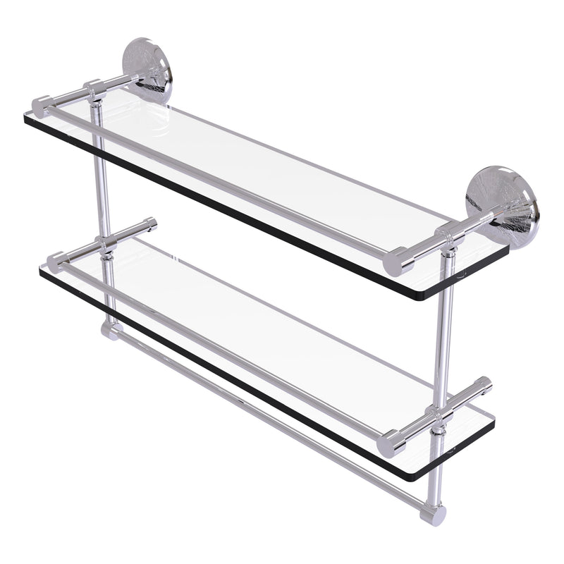 Monte Carlo Collection Double Glass Gallery Rail Shelf with Towel Bar