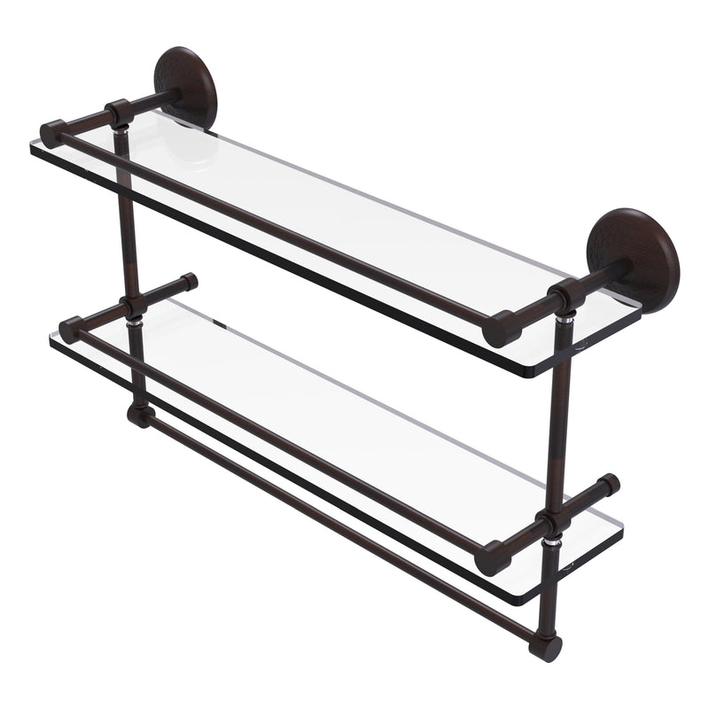 Monte Carlo Collection Double Glass Gallery Rail Shelf with Towel Bar