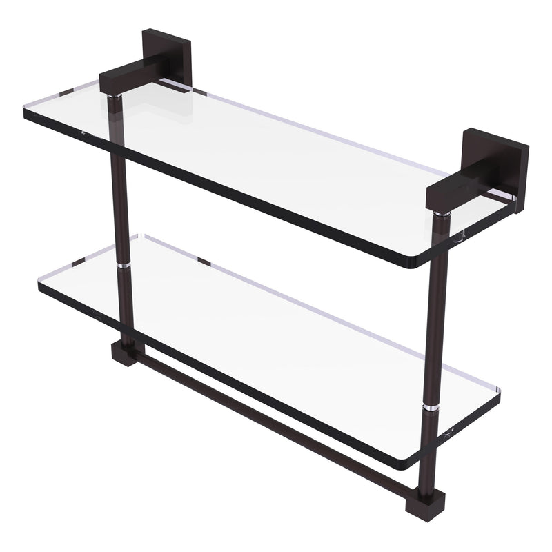 Montero Collection Two Tiered Glass Shelf with Integrated Towel Bar