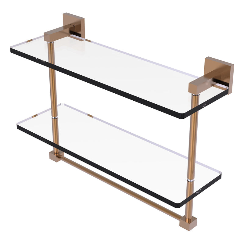 Montero Collection Two Tiered Glass Shelf with Integrated Towel Bar